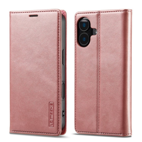 Чехол-книжка LCIMEEKE Strong для iPhone 16 - розовое золото