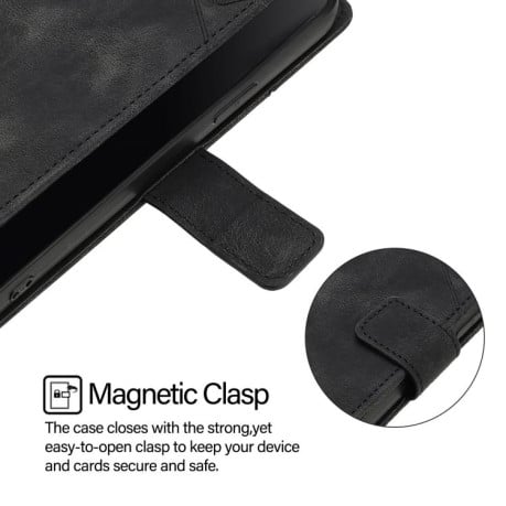 Чехол-книжка Skin-feel Embossed для Xiaomi Poco M7 Pro 5G Global - черный