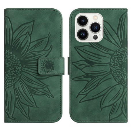 Чохол-книжка Skin Feel Sun Flower для iPhone 15 Pro Max - зелений