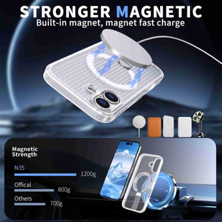 Чохол kalebol Honeycomb Cooling з MagSafe та підставкою на iPhone 17 - прозорий