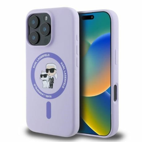 Оригінальний чохол Karl Lagerfeld Choupette Heads Ring MagSafe для iPhone 16 Pro Max - purple