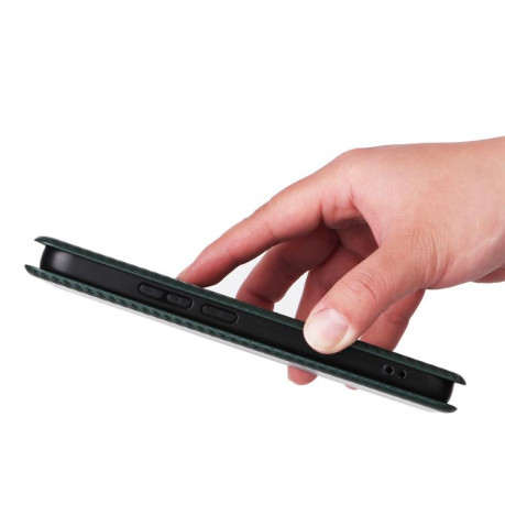 Чехол-книжка Carbon Fiber Texture для Realme C85 Pro 4G — зелёный