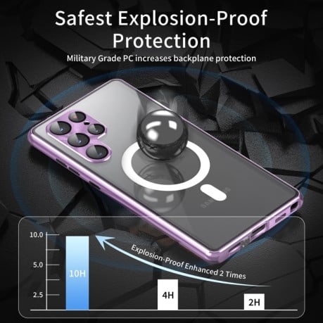 Двусторонний магнитный чехол Magnetic Angular Frame Magsafe для Samsung Galaxy S24+ 5G - розовое золотой