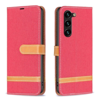 Чохол-книжка Color Matching Denim Texture на Samsung Galaxy S25+ 5G - червоний