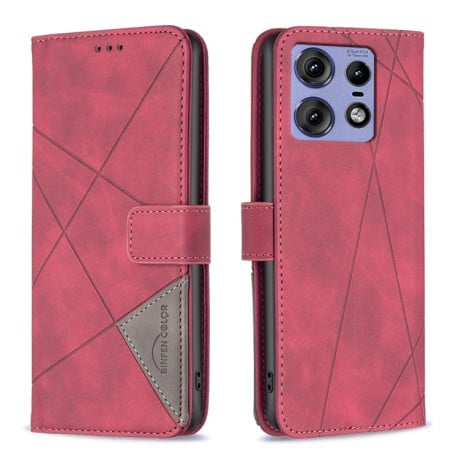 Чехол-книжка Rhombus Texture для Motorola Edge 50 Pro 5G - красный