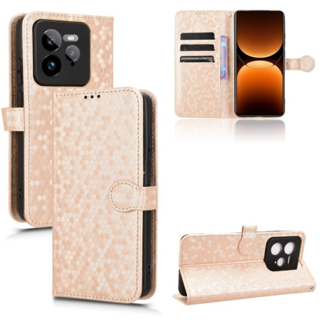 Чехол-книжка Honeycomb Dot для Realme GT 7 Pro - золотой