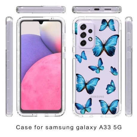 Противоударный чехол  Transparent Painted для Samsung Galaxy A33 - Blue Butterflies