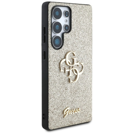Оригинальный чехол Guess Fixed Glitter Big 4G Metal Logo для Samsung Galaxy S25 Ultra - Gold