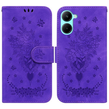 Чохол-книжка Butterfly Rose Embossed для Realme C33 - фіолетовий
