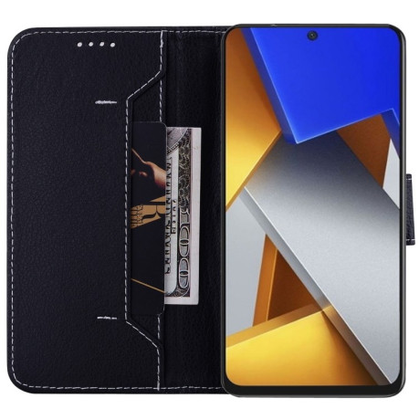 Чохол-книжка Litchi RFID Leather для Xiaomi Poco M4 Pro 4G - чорний