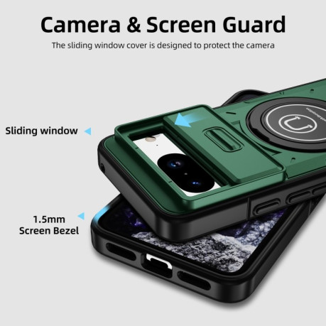 Протиударний чохол Sliding Camshield Magsafe Holder для Google Pixel 8a - зелений