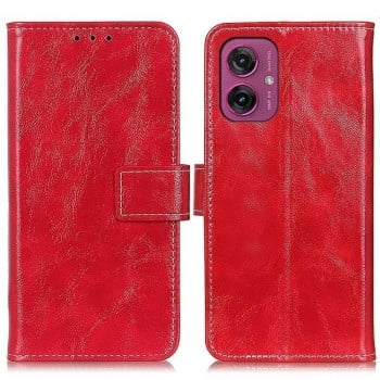 Чехол-книжка Magnetic Retro Crazy Horse Texture на Motorola Moto G55 5G - красный