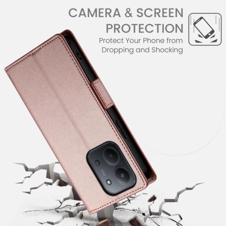 Чохол-книжка Side Buckle Magnetic Frosted Leather на Xiaomi Redmi 15C 5G / 4G EU 173mm / Poco C85 5G - рожеве золото