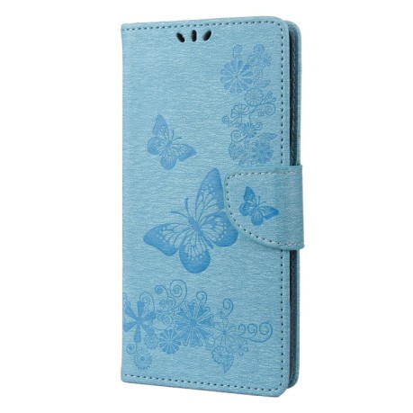 Чехол-книжка Floral Butterfly для Xiaomi Poco C40/Redmi 10c - синий