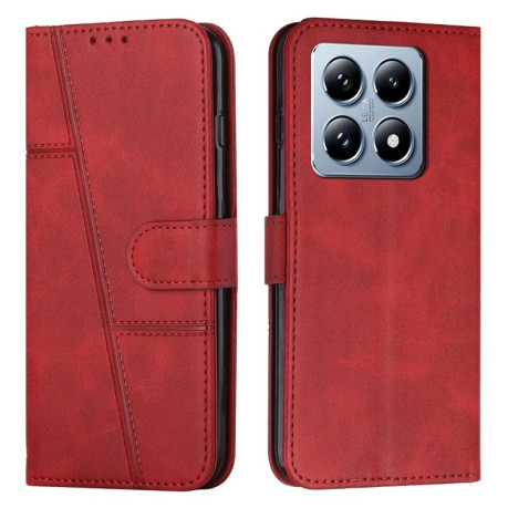 Чехол-книжка Stitching Calf Texture для Xiaomi 14T Pro - красный