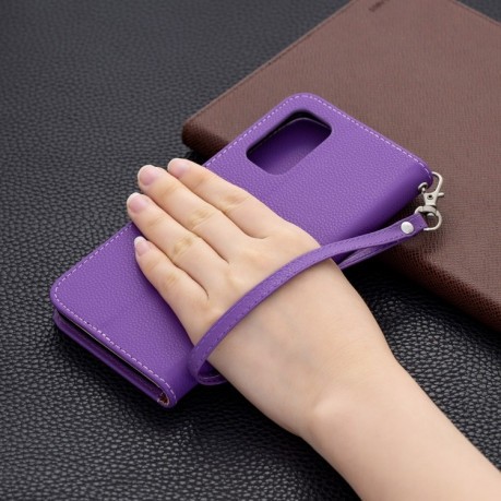 Чохол-книжка Litchi Texture Pure Color на Xiaomi Redmi 9T - фіолетовий