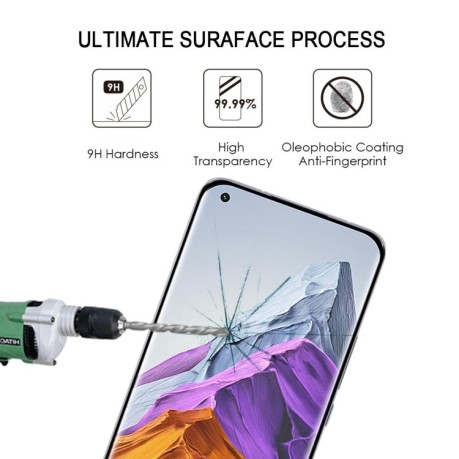 Защитное стекло 9H HD 3D Curved Edge Glue для Xiaomi Mi 11 Pro - черное