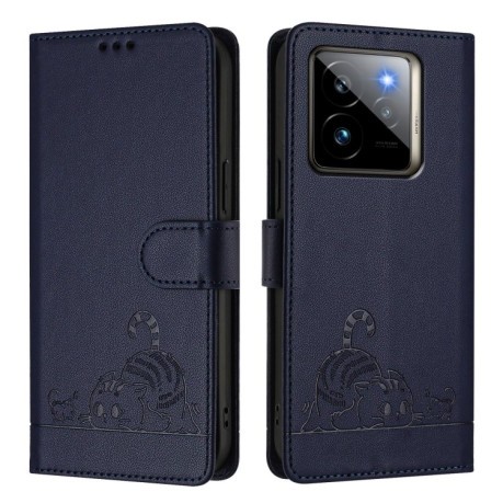Чехол-книжка Cat Embossing Pattern на Realme GT 7 Pro 5G - синий