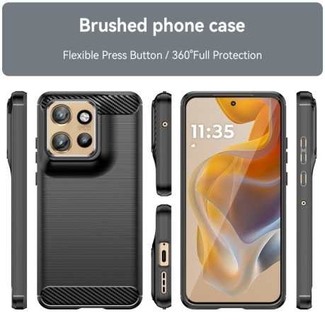 Протиударний чохол Brushed Texture Carbon Fiber на Motorola Edge 50 Neo - чорний