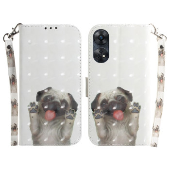 Чехол-книжка 3D Colored Horizontal для OPPO Reno8 T 4G - Pug
