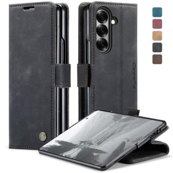 Чохол-книжка CaseMe-013 багатофункціональний з кишенькою для карток на Samsung Galaxy Fold 7 - чорний