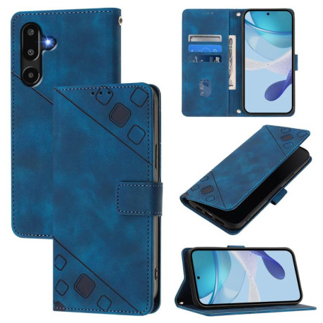 Чехол-книжка Skin-feel Embossed для на Samsung Galaxy M16 5G Global - синий