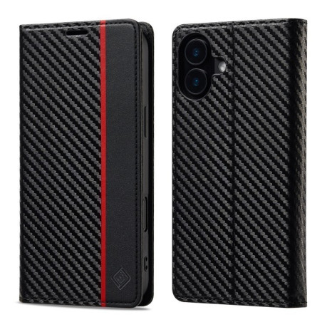 Чехол-книжка LC.IMEEKE Carbon Fiber для iPhone 16 - Black