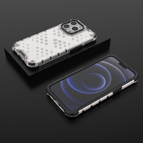 Протиударний чохол Honeycomb with Neck Lanyard для iPhone 13 Pro - білий