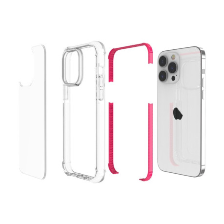 Противоударный акриловый чехол Four-corner на iPhone 15 Pro Max -прозрачно-розовый