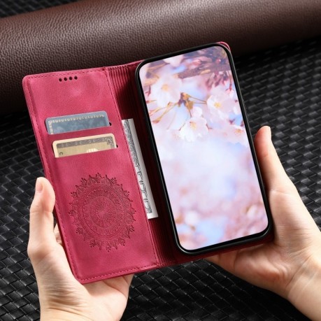 Чехол-книжка Totem Embossed Magnetic Leather для Samsung Galaxy A16 5G - красный