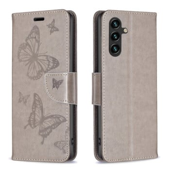 Чехол-книжка Butterflies Pattern для Samsung Galaxy A14 5G - серый
