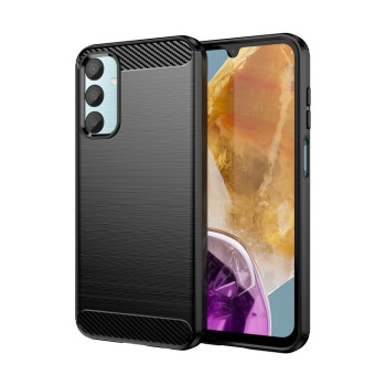 Противоударный чехол Brushed Texture Carbon Fiber на Samsung Galaxy M15 5G - черный