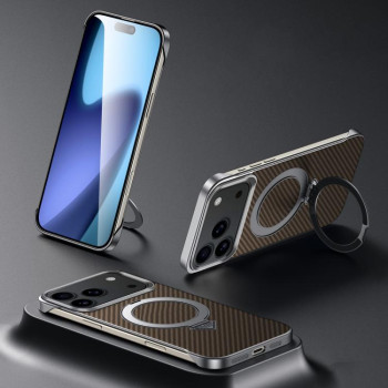 Чохол Sulada Kevlar з MagSafe-тримачем на iPhone 18 Pro Max — коричневий