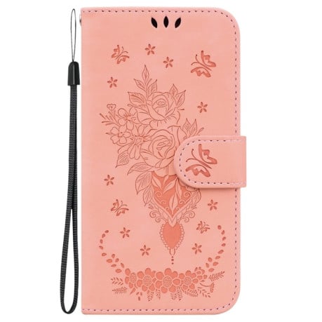 Чехол-книжка Butterfly Rose Embossed для Samsung Galaxy A05 - розовый