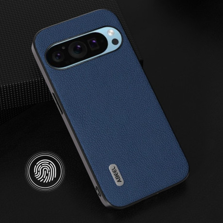 Противоударный чехол ABEEL Genuine Leather Litchi Texture для Google Pixel 9 Pro - синий