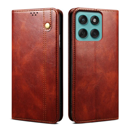 Чохол-книжка Simple Wax Crazy Horse на Motorola Edge 60 Fusion - коричневий
