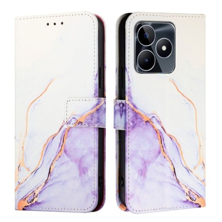 Чехол-книжка PT003 Marble Pattern на  Realme Note 50 4G / Realme C51 4G Global - бело-фиолетовый