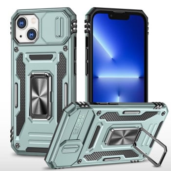 Противоударный чехол Armor Camera Shield для iPhone 15 Plus - зеленый