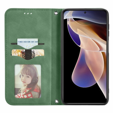 Чехол-книжка Retro Skin Feel Business Magnetic на Xiaomi Redmi Note 12 Pro 4G/11 Pro Global(4G/5G)/11E Pro  - зеленый