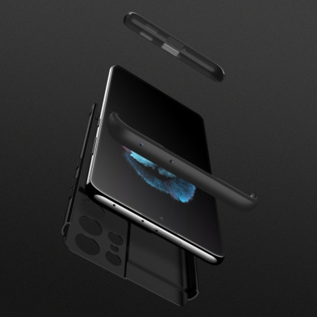 Противоударный чехол GKK Three Stage Splicing Full Coverage на Samsung Galaxy S21 Ultra - черный