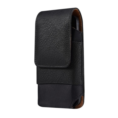 Универсальный чехол на пояс для смартфонов диагональю 6.7-6.9 Cowhide Texture Oxford Cloth Waist Bag - черный
