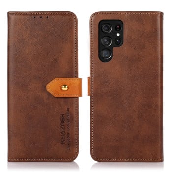 Чохол-книжка KHAZNEH Dual-color Cowhide для Samsung Galaxy S24 Ultra 5G - коричневий