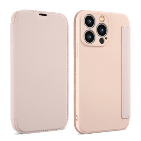 Чехол-книжка Liquid Skin Feel Leather для iPhone 16 Pro Max - розовый