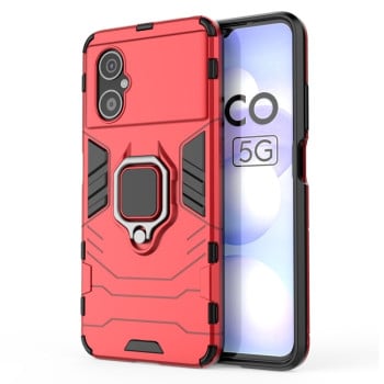 Противоударный чехол Magnetic Ring с подставкой на Xiaomi Poco M4 5G / Poco M5 5G / 4G - красный