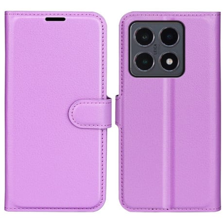 Чехол-книжка с фактурой Litchi и магнитным хлястиком на Xiaomi 15T - фиолетовый
