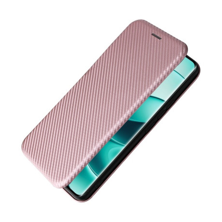 Чехол-книжка Carbon Fiber Texture на Xiaomi Redmi Note 14 Pro 4G Global - розовый
