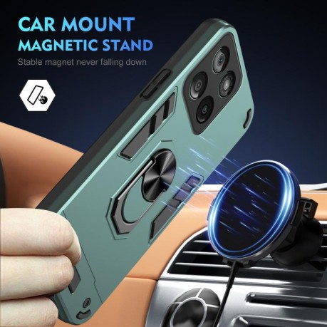 Ударозащитный чехол Metal Ring Holder для Motorola Edge 60 Fusion - зеленый