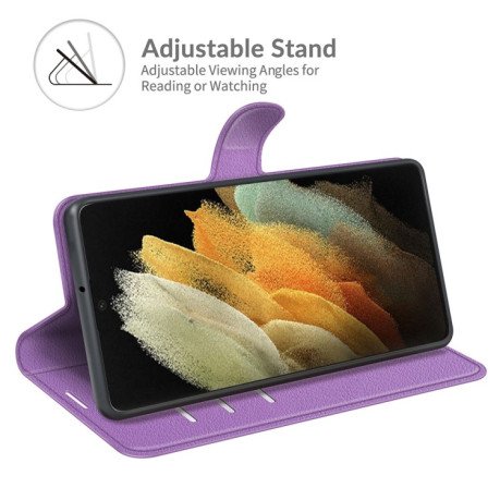 Чохол-книжка Litchi Texture Samsung Galaxy S22 Ultra 5G - фіолетовий