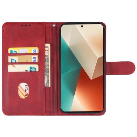 Чехол-книжка EsCase Leather для Xiaomi Redmi Note 13 4G - красный