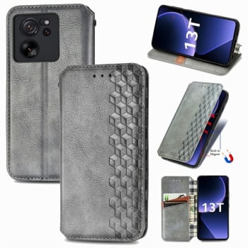 Чохол-книжка Cubic Grid для Xiaomi 13T / 13T Pro 5G - сірий